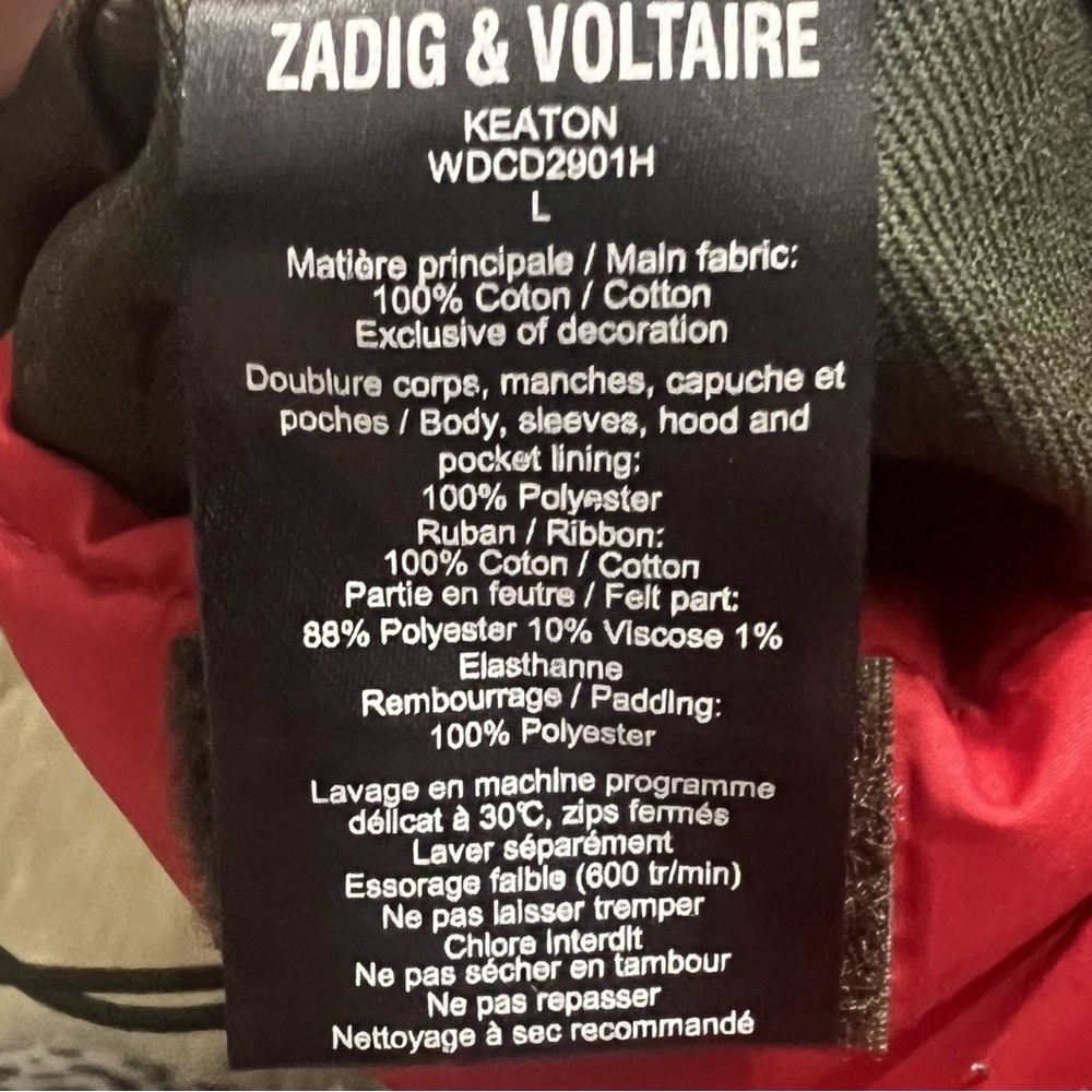 Zadig & Voltaire “Keaton” Insulated Military Field Jacket – Size L – Retail $400 - Picture 9 of 11